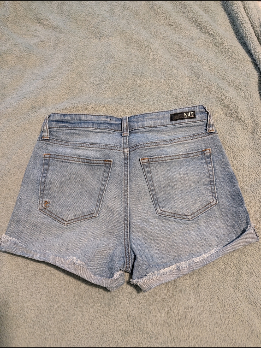 Kut from the Kloth Faded Light Blue Denim Cutoff Shorts 0